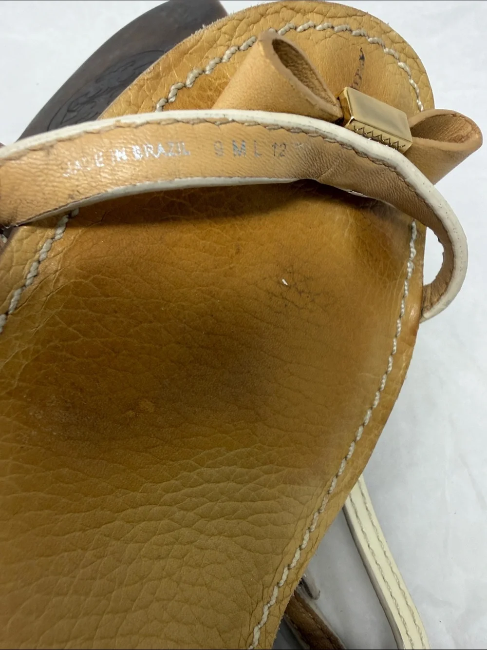 Tory Burch Kailey Size 9 Beige Patent Leather Slingback Sandals